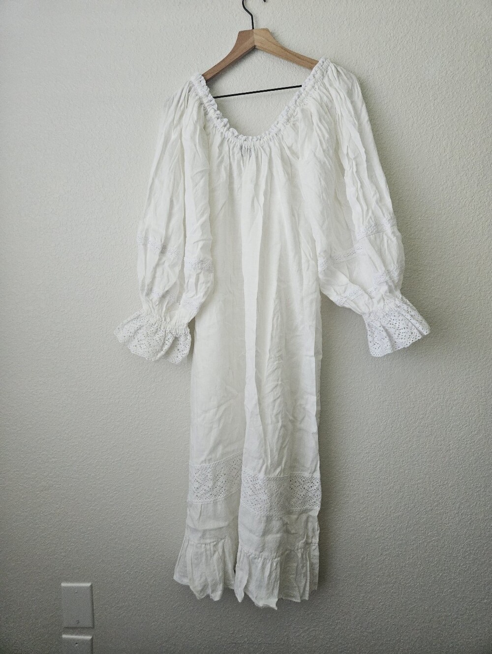 Sleeper 100% linen paloma crochet lace midi dress, one size - Picture 13 of 16